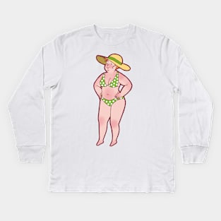 chubby green bikini Kids Long Sleeve T-Shirt